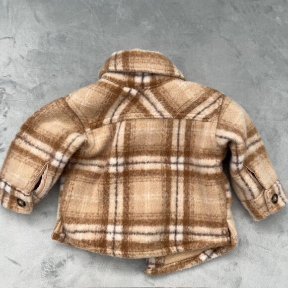 Baby Carter's Plaid Shacket, Cream Brown Tan, Size 3 months - Picture 10 of 10